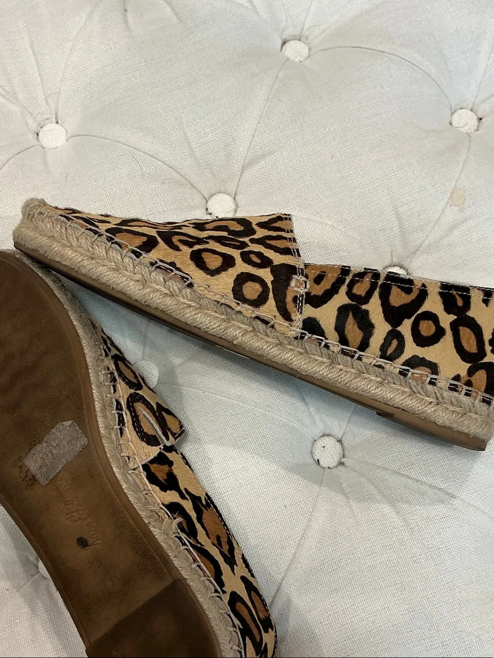 Sam Edelman Leopard Espadrille Slip-Ons in Tan and Black